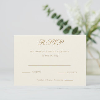 Carte de réponse de mariage Ivoire Héritage & Or A