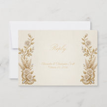 Carte de réponse de mariage Ivory Gold Élégant Cla