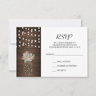 Carte de réponse de mariage Jarre en pierre & Lumi
