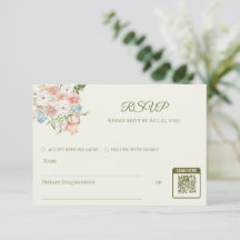 Carte de réponse de mariage jaune beurre floral de