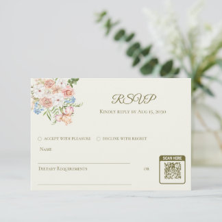 Carte de réponse de mariage jaune beurre floral de