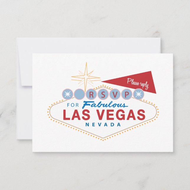 Carte de réponse de mariage Las Vegas Sign RSVP | (Devant)