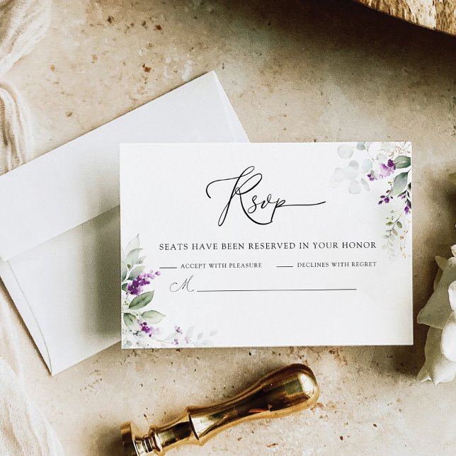Carte de réponse de mariage Lavande de verdure vio (Créateur téléchargé)