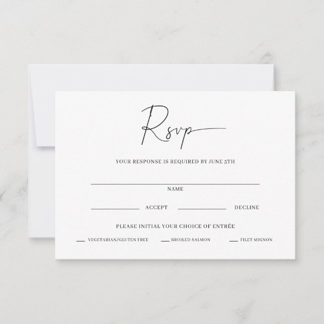 Carte de réponse de mariage minimaliste (Devant)