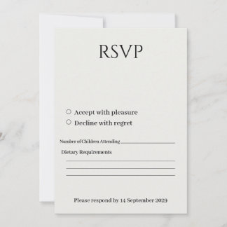 Carte de réponse de mariage minimaliste avec exige