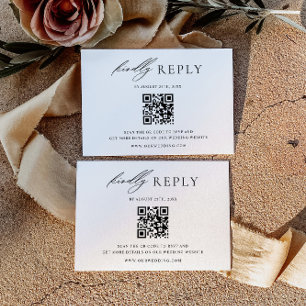 Carte de réponse de mariage minimaliste avec QR Co