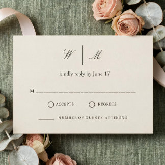 Carte de réponse de mariage minimaliste, design to