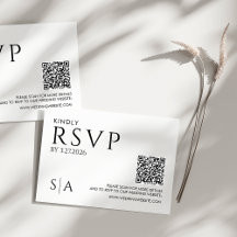 Carte de réponse de mariage minimaliste en noir et