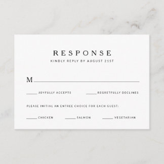 Carte de réponse de mariage minimaliste moderne