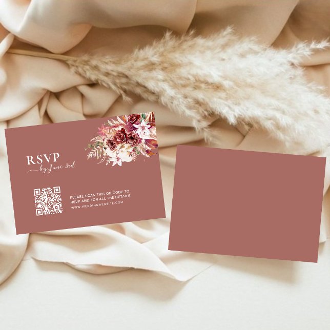 Carte de réponse de mariage moderne avec QR code r (Créateur téléchargé)
