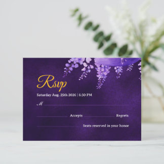 Carte de réponse de mariage Mystic Purple Gold Wis
