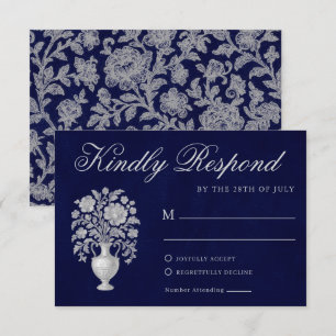 Carte de réponse de mariage Navy Heritage au monog
