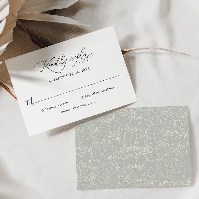 Carte de réponse de mariage noir et blanc classiqu (Créateur téléchargé)
