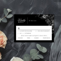 Carte de réponse de Mariage noir gothique classiqu