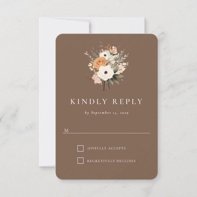 Carte de réponse de mariage occidental floral boho (Devant)