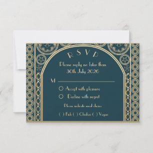Carte de réponse de mariage - Or Orné