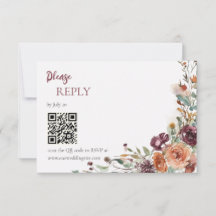 Carte de réponse de mariage Plum Petals