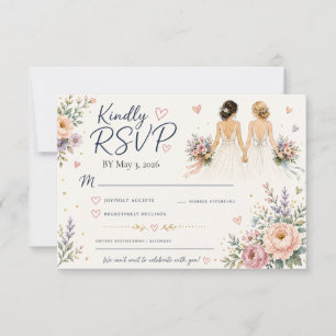 Carte de réponse de mariage pour deux mariées