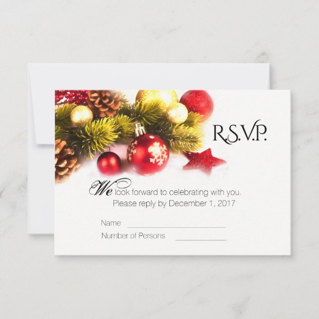 Carte de réponse de mariage pour les fêtes de Noël (Devant)