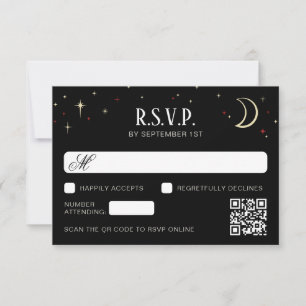 Carte de réponse de mariage QR Code Croissant Lune