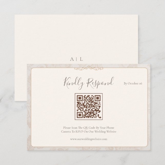 Carte de réponse de mariage QR Code minimaliste -  (Devant / Derrière)