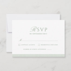 Carte de réponse de mariage rayée vert sauge