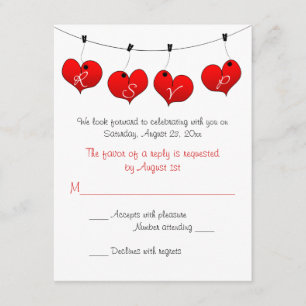 Carte de réponse de mariage Red Hearts in Love
