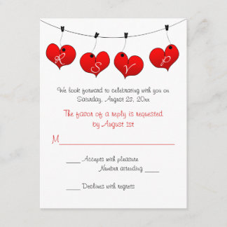Carte de réponse de mariage Red Hearts in Love