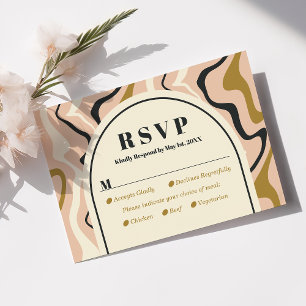 Carte de réponse de mariage Rose Noir Or Arc en sp