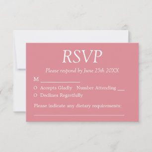 Carte de réponse de mariage rose pâle élégante