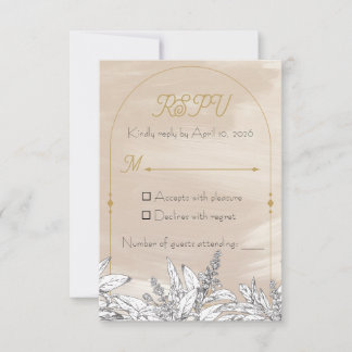 Carte de réponse de mariage rose pastel