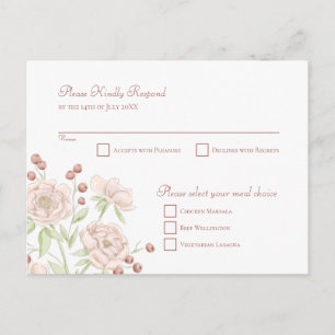 Carte de réponse de mariage rose poudré moderne