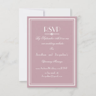 Carte de réponse de mariage rose poussiéreux éléga
