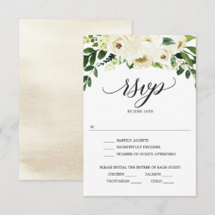 Carte de réponse de mariage Roses blanches