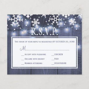 Carte de réponse de mariage rustique hivernal à pe
