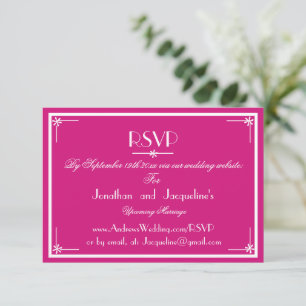 Carte de réponse de mariage simple magenta avec no