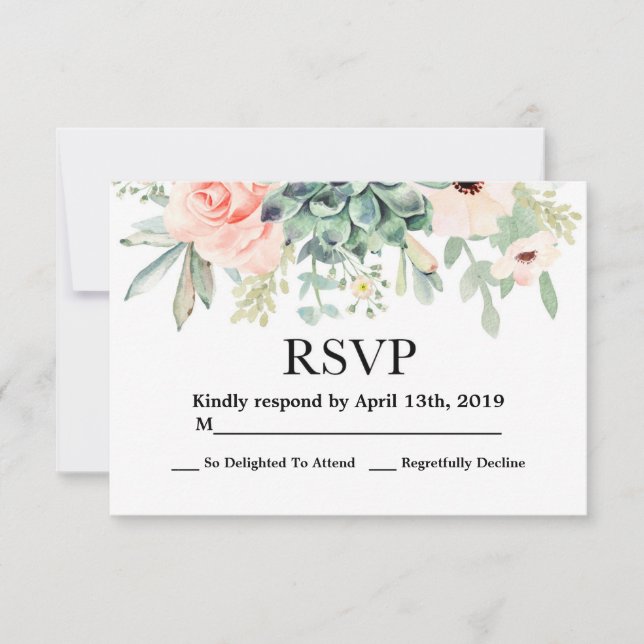 carte de réponse de mariage succulentes (Devant)