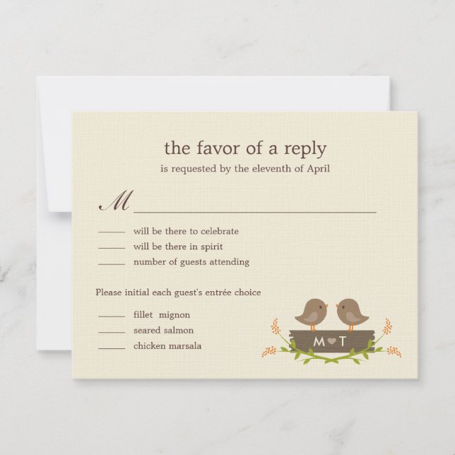 Carte de réponse de mariage Sweet Love (Devant)