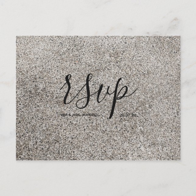 Carte de réponse de mariage | Texture Concrete Scr (Devant)