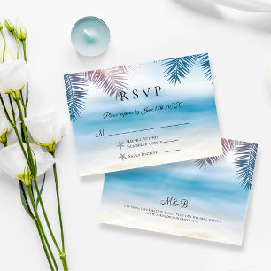 Carte de réponse de mariage tropical avec palmier 