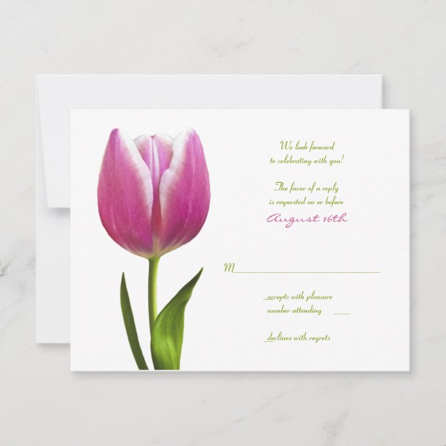 Carte de réponse de mariage Tulipe rose (Devant)