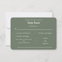 Carte de réponse de mariage vert sauge terreux ave