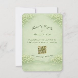 Carte de réponse de mariage vert tendre arquée