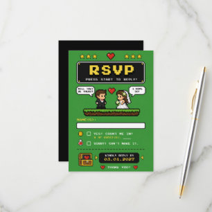 Carte de réponse de mariage verte vintage jeu vidé
