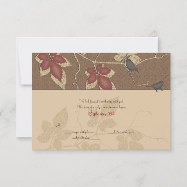 Carte de réponse de mariage Vignes d'automne et Oi (Devant)