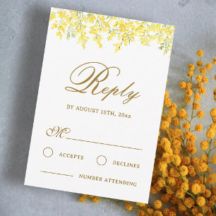 Carte de réponse de mariage Yellow Mimosa