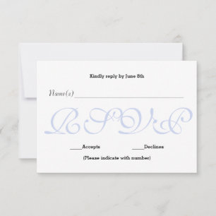 Carte de réponse de réception RSVP - Fond Bleu