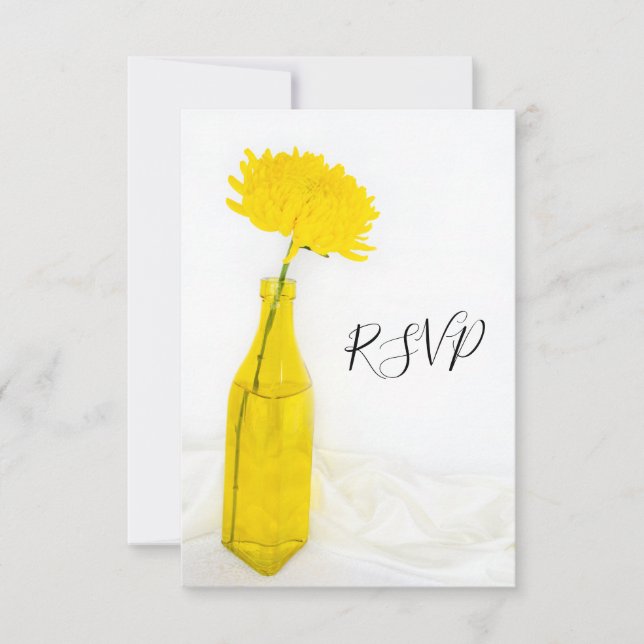 Carte de réponse de RSVP de mariage Fleur jaune da (Devant)