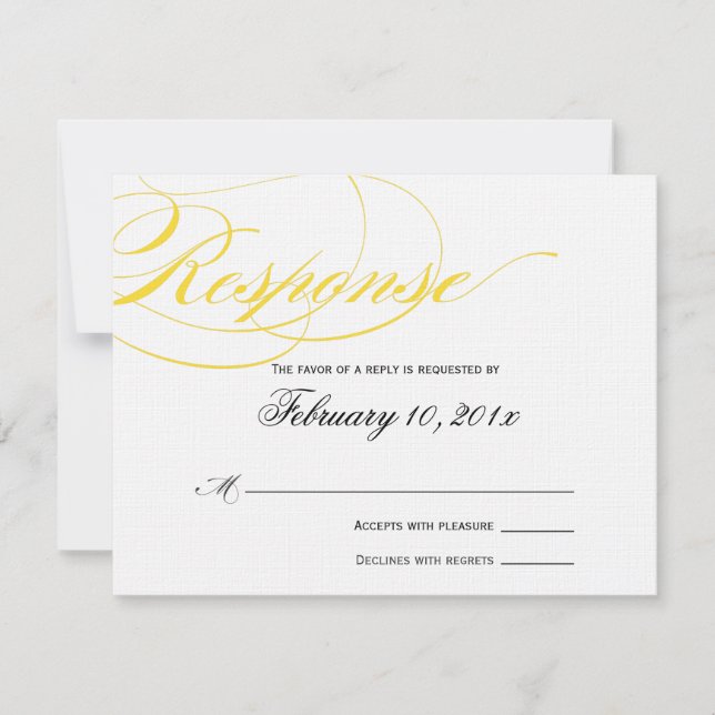 Carte de réponse de script élégante - Jaune (Devant)