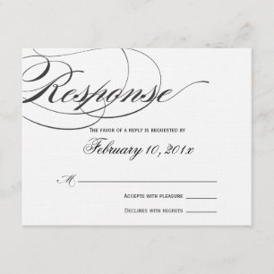 Carte de réponse de script élégante - Noir